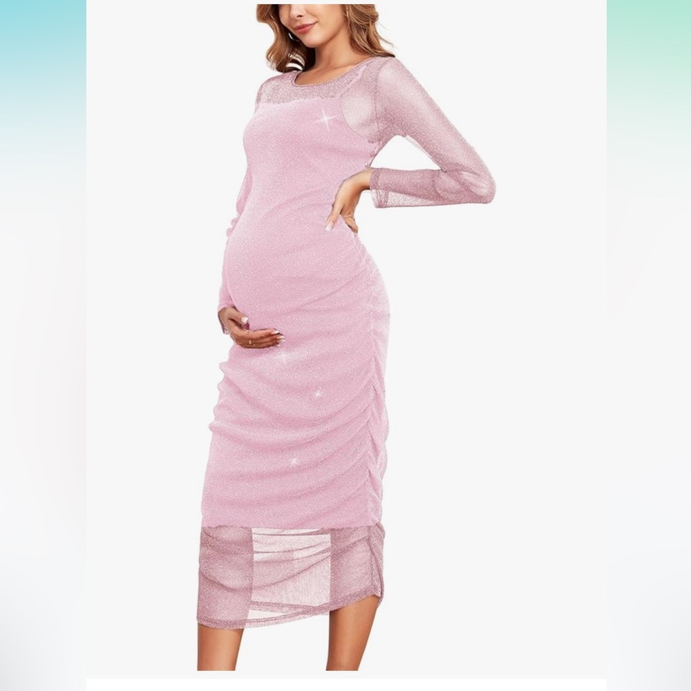Elegant Pink Maternity Dress